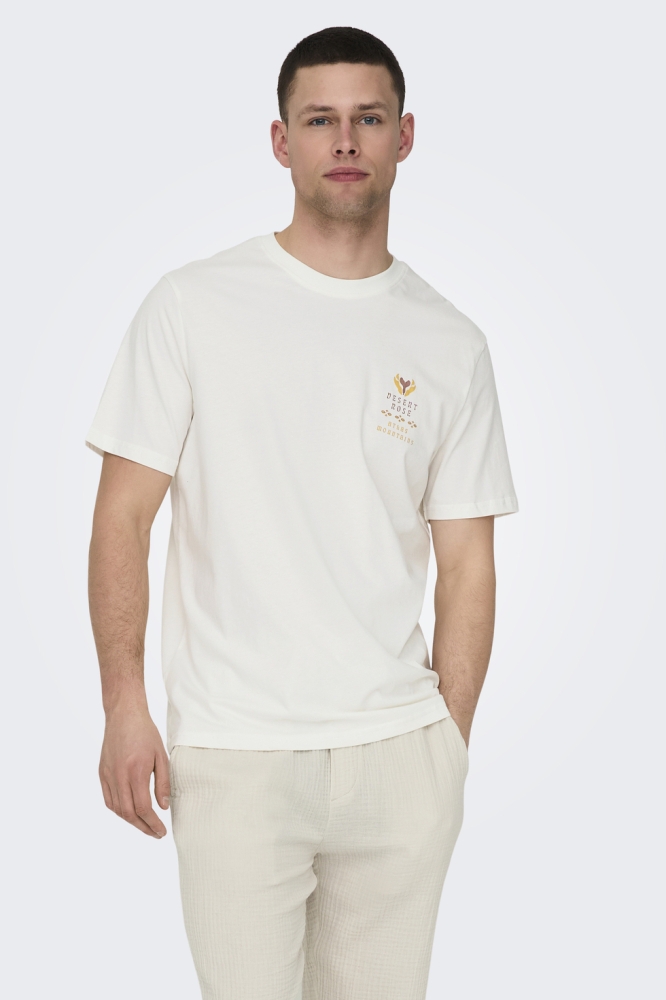 ONSMANUEL LIFE REG SS DESERT TEE CS 22035647 CLOUD DANCER/DESERT ROS